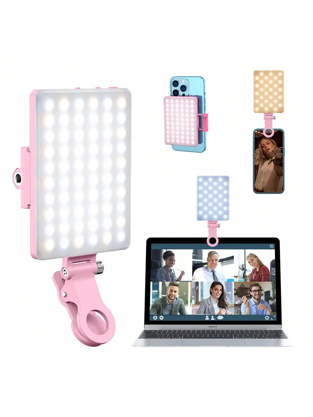 Selfie Light For Phone, Laptop, Tablets Camera Photography Video, With Front & Back Clip, Adjusted 3 LightModes For Phone, lPhon