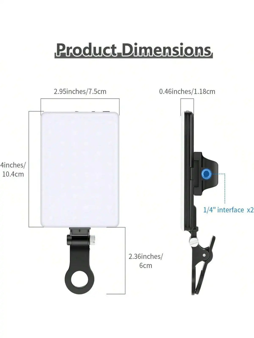Selfie Light For Phone, Laptop, Tablets Camera Photography Video, With Front & Back Clip, Adjusted 3 LightModes For Phone, lPhon